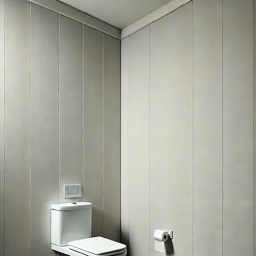 Bathroom wall covered with fiber cement board